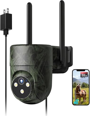 LIWAN 4G LTE Cellular Security Camera Wired Outdoor Indoor, No WiFi Security Camera, Plug-in for 24/7 Recording, 2K Color Night Vision, Built-in SIM Card, 32G Memory Card, Farm, Green in Saudi Arabia