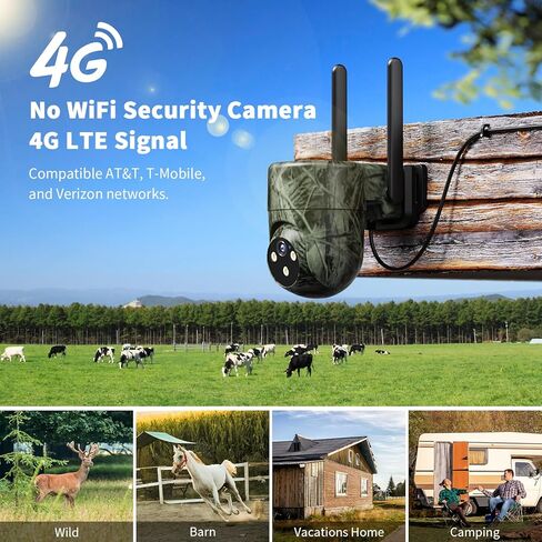 LIWAN 4G LTE Cellular Security Camera Wired Outdoor Indoor, No WiFi Security Camera, Plug-in for 24/7 Recording, 2K Color Night Vision, Built-in SIM Card, 32G Memory Card, Farm, Green in Saudi Arabia