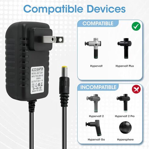 24V Massage Gun Charger Adapter Compatible with Hyperice Hypervolt& Hypervolt Plus, 4.9Ft AC/DC Adapter for Hyperice 42000 038-00 Battery in Saudi Arabia