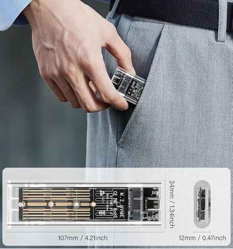 حاوية M.2 NVME SSD، USB 3.2 Gen2 10 جيجابت في الثانية خالية من الأدوات، قارئ SSD يدعم مفاتيح M وM&B بحجم 2280 2260 2242 2230 (ليس لـ SATA NGFF أو mSATA) in Saudi Arabia