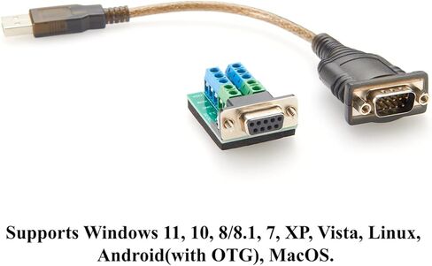 كابل محول تسلسلي 3 في 1 USB 2.0 إلى DB9 RS232 RS485 TTL 3.3 فولت 5 فولت مع شريحة FTDI FT231XS D-Sub 9Pin إلى محول كتلة طرفية منفذ COM لنظام التشغيل Windows وLinux وAndroid وMacOS (1M/3.28FT) in Kuwait