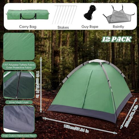 Woanger 12 Pack Bulk 2 Person Camping Tents for Homeless Lightweight Outdoor Tent with Rain Fly and Carrying Bag Waterproof Windproof Setup for Homeless Camping Backpacking in Saudi Arabia