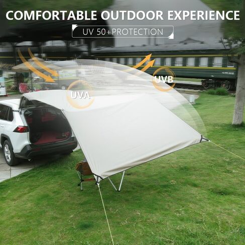 Car Camping Canopy Tent for SUV Tailgate – Precise Fit for Toyota RAV4 2019-2025, Waterproof Outdoor Awning Shelter 4m×2.1m, Quick Solo Setup Portable Car Tent for Camping Beach Overlanding in Saudi Arabia