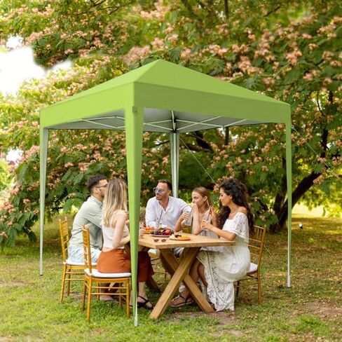 6.5x6.5 Ft Pop Up Canopy Tent with 4 Side Walls, Instant Shelter for Party, BBQ, Camping, Grass Green, Carry Bag Included in Saudi Arabia