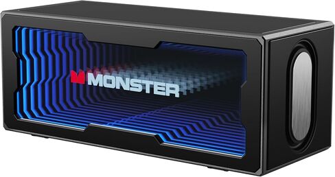 مكبر صوت بلوتوث Monster S280، صوت ستيريو 40 وات، باس عميق، بلوتوث 6.0، أضواء نفق ثلاثية الأبعاد، شاشة مرآة، USB (صوتي) / مدخل بطاقة AUX/TF، مناسب لغرفة النوم المنزلية الداخلية in Kuwait