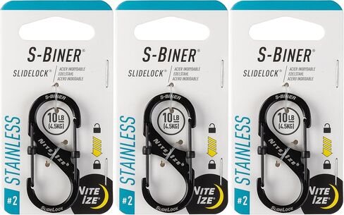 Nite Ize S-Biner SlideLock Stainless Steel Carabiner #2 - Black (3-Pack) in Saudi Arabia