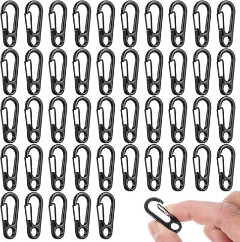 40 Pcs Mini Carabiner Clip, 1.2 Inch Tiny Black Carabiner with Spring Snap Hook, Zinc Alloy Keychain Hooks for Backpack, Hiking & Camping Gear (Black) in Saudi Arabia