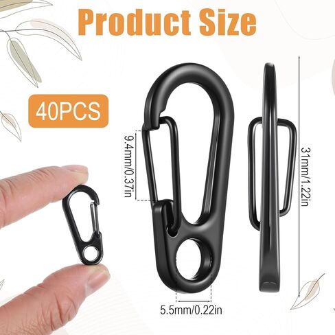 40 Pcs Mini Carabiner Clip, 1.2 Inch Tiny Black Carabiner with Spring Snap Hook, Zinc Alloy Keychain Hooks for Backpack, Hiking & Camping Gear (Black) in Saudi Arabia