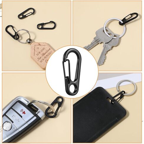 40 Pcs Mini Carabiner Clip, 1.2 Inch Tiny Black Carabiner with Spring Snap Hook, Zinc Alloy Keychain Hooks for Backpack, Hiking & Camping Gear (Black) in Saudi Arabia