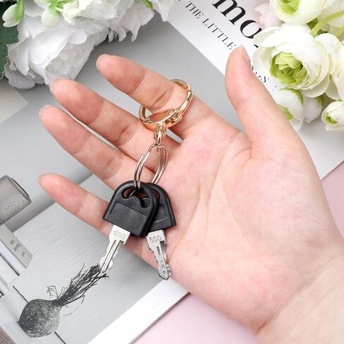 12 Pcs Swivel O Ring Clip, Gold Keychain Rings with Fixed Eyelet, Circle Spring Clasp Hooks, Gold Swivel Round Clips Keyring for Dog Tags, Chain Extender, Key Rings, Bags, DIY Crafts in Saudi Arabia