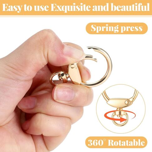 12 Pcs Swivel O Ring Clip, Gold Keychain Rings with Fixed Eyelet, Circle Spring Clasp Hooks, Gold Swivel Round Clips Keyring for Dog Tags, Chain Extender, Key Rings, Bags, DIY Crafts in Saudi Arabia