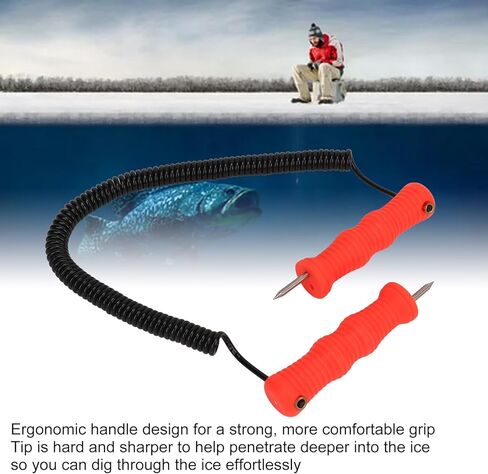 Acouto Stainless Steel Ice Picks Kit - Ergonomic Ice Awls for Fishing, and Emergency Situations - & Easy to Use in Saudi Arabia