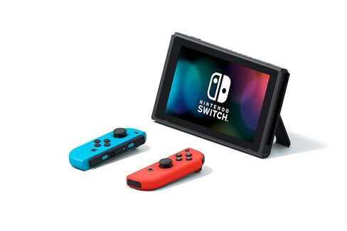 Nintendo Switch with Neon Blue and Neon Red Joy‑Con + New Super Mario Bros. U Deluxe (Full Game Download) - Switch Console (Renewed) in Saudi Arabia