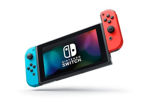 Nintendo Switch with Neon Blue and Neon Red Joy‑Con + New Super Mario Bros. U Deluxe (Full Game Download) - Switch Console (Renewed) in Saudi Arabia