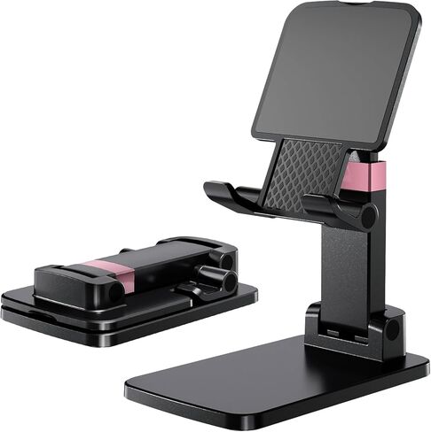Adjustable Phone & Tablet Stand for Desk, Foldable Holder with Stable Base and Non-Slip Design, Compatible with iPhone, Android Phones and Tablets in Saudi Arabia