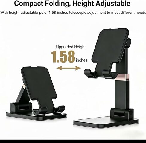Adjustable Phone & Tablet Stand for Desk, Foldable Holder with Stable Base and Non-Slip Design, Compatible with iPhone, Android Phones and Tablets in Saudi Arabia