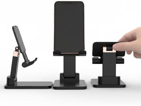 Adjustable Phone & Tablet Stand for Desk, Foldable Holder with Stable Base and Non-Slip Design, Compatible with iPhone, Android Phones and Tablets in Saudi Arabia