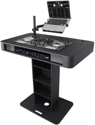 Prox XZF-DJCTBL Control Tower DJ Podium for Pioneer DDJ-REV7 XDJ-XZ DDJ-1000 Rane One - Black Finish in Saudi Arabia