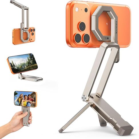 LULULOOK Rugged Magnetic Phone Tripod Stand for iPhone/Pixel 10 - Portable Strong Magnetic Phone Holder for Magsafe - Tripod Mount for iPhone 13/14/15/16/17 Pro Max & Air (Orange) in Saudi Arabia