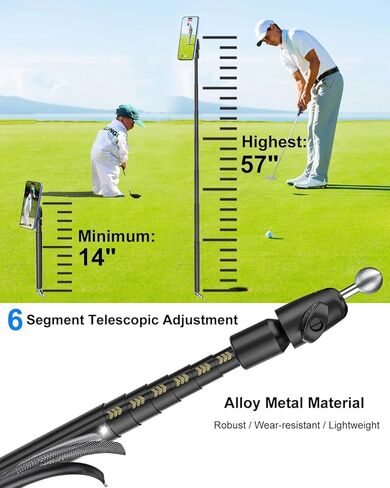 Golf Monopod Stick, Selfie Stick for iPhone 16/15/14/13 Pro Max, Golf Tripod Magnetic Phone Holder with 57" Adjustable Height Arm, Magnetic Aluminum Phone Tripod, Irangesports Stick in Saudi Arabia