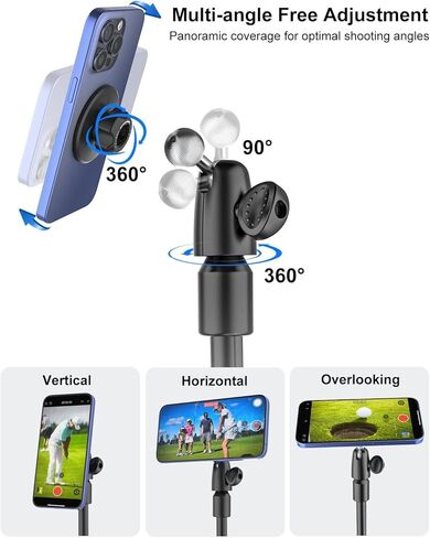 Golf Monopod Stick, Selfie Stick for iPhone 16/15/14/13 Pro Max, Golf Tripod Magnetic Phone Holder with 57" Adjustable Height Arm, Magnetic Aluminum Phone Tripod, Irangesports Stick in Saudi Arabia