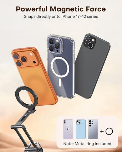 حامل ثلاثي للهاتف مغناطيسي مزدوج الجانب من OMOTON، مغناطيس أمامي لهاتف iPhone والخلفي لملحقات التصوير الفوتوغرافي، حامل هاتف مع إطلاق سريع من Arca، خيط 1/4 بوصة، منشئ المحتوى ضروري للسفر in Saudi Arabia