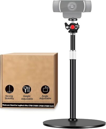 Webcam Stand for Desk with Heavy Duty Metal Base for Logitech Webcam Brio 4K C920 C920X C920S C922 C922X C925E C930E C930 C615, GoPro Hero 8/7/6/5and Other Devices with 1/4" Thread in Saudi Arabia