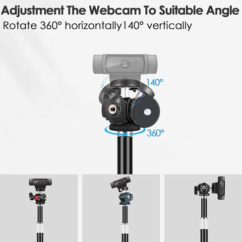 Webcam Stand for Desk with Heavy Duty Metal Base for Logitech Webcam Brio 4K C920 C920X C920S C922 C922X C925E C930E C930 C615, GoPro Hero 8/7/6/5and Other Devices with 1/4" Thread in Saudi Arabia