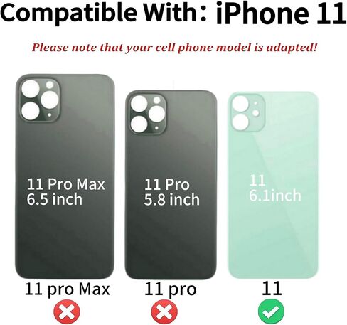 Back Glass Replacement for iPhone 11 Back Cover with Pre-Installed 3M Tape +Tools (iPhone 11 Green) in Kuwait
