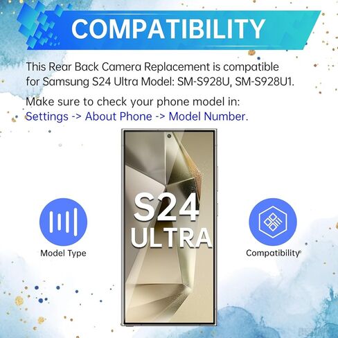 for Samsung Galaxy S24 Ultra Rear Main Camera Replacement Back Camera Module Part Repair for Samsung s24ultra SM-S928U SM-S928U1 in Saudi Arabia