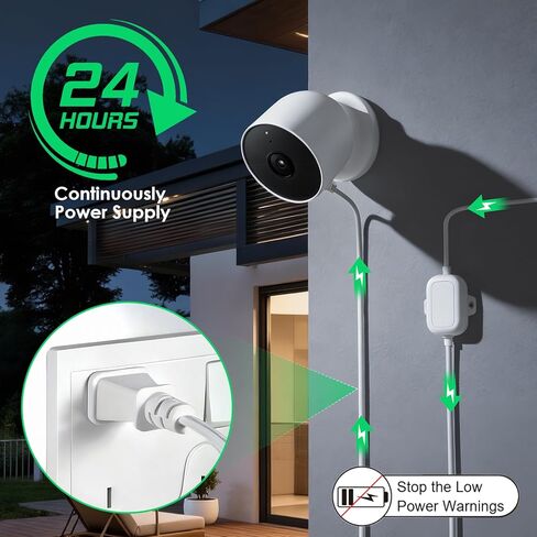 سلك طاقة 40 قدمًا / 12.2 مترًا لكاميرا Google Nest في الهواء الطلق أو في الداخل، بطارية - محول طاقة مقاوم للطقس الثاني، كابل شحن مسطح 5 فولت 2 أمبير لكاميرا Nest بشكل مستمر مع محول قولبة من قطعة واحدة in Saudi Arabia