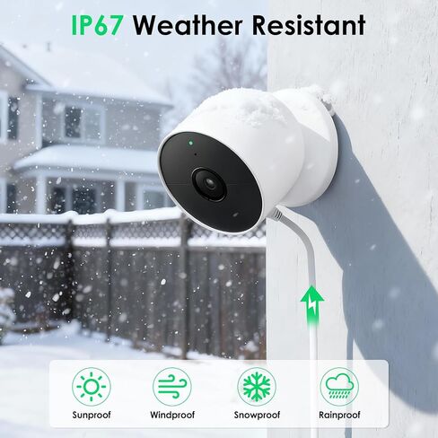 سلك طاقة 40 قدمًا / 12.2 مترًا لكاميرا Google Nest في الهواء الطلق أو في الداخل، بطارية - محول طاقة مقاوم للطقس الثاني، كابل شحن مسطح 5 فولت 2 أمبير لكاميرا Nest بشكل مستمر مع محول قولبة من قطعة واحدة in Saudi Arabia