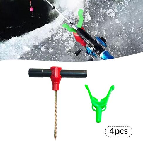 4X Tent Pegs Ice Fishing Shelter Nails Ice Spiral Auger Screws Fishing Rod Holder Threaded for Outdoor Accessories in Kuwait