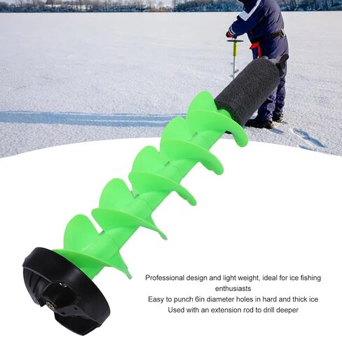 Ice Auger, Nylon Cordless Electric Drill Auger Bit 6in Diameter 29in Length for Ice Drilling Fishing, with Water Float Design and Cutter Guards in Saudi Arabia