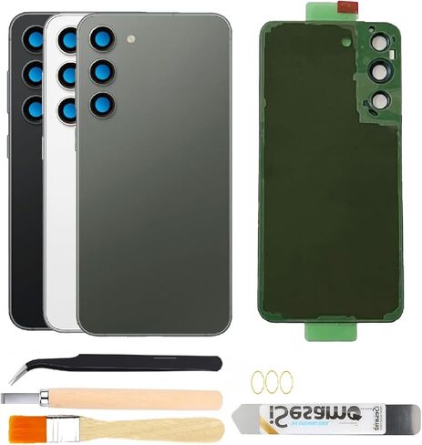 بديل الزجاج الخلفي الخلفي لهاتف Samsung Galaxy S23 Plus مع عدسة زجاجية للكاميرا ومجموعة أدوات الإصلاح (أبيض) in Kuwait