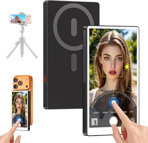 4" Back Camera Monitor iPhone 17, Magnetic Vlog Selfie Monitor Screen for iPhone 17,1080P Wireless Mirroring Back Camera Selfie Monitor for Vlog YouTube TikTok,Snaplylens for iPhone,Android, Black in Saudi Arabia