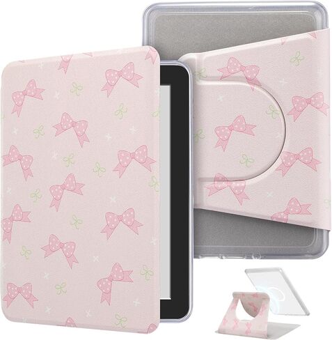 Detachable Magnetic 2-in-1 Pink Case Compatible with New 7" Kindle Paperwhite 12th Gen 2024 and Kindle Colorsoft Signature Edition, Slim PU Leather Stand Cover with Clear Back, Auto Sleep/Wake. in Saudi Arabia