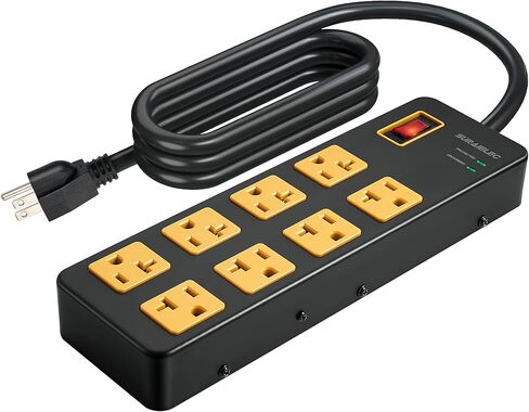 SURAIELEC Heavy Duty Power Strip 20Amp, 1960J Surge Protector for 15A & 20A Outlets (5-15P Plug), Metal Industrial 8-Outlets Power Strip with 6FT 12 Gauge Extension Cord for Workshop, Garage, Kitchen in Saudi Arabia