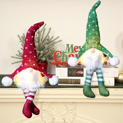 3Pcs Lighted Christmas Gnome Decorations 14 Inch Handmade Glowing Gnomes Plush Santa Ornaments Swedish Tomte Light Up Elf Dolls Xmas Gifts Party Home Office Table Christmas Tree Decor in Saudi Arabia