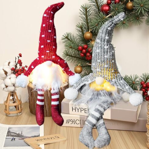3Pcs Lighted Christmas Gnome Decorations 14 Inch Handmade Glowing Gnomes Plush Santa Ornaments Swedish Tomte Light Up Elf Dolls Xmas Gifts Party Home Office Table Christmas Tree Decor in Saudi Arabia