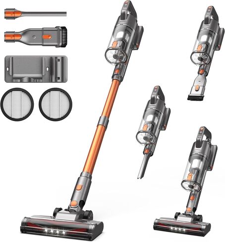 Cordless Vacuum Cleaner, 600W 50KPA 55Mins Vacuum Cleaners for Home, Stick Vacuum with LED Display, Anti-Tangle, Wall Mount, Lightweight, Rechargeable Wireless Vacumm for Pet Hair, Carpet and Floor in Saudi Arabia