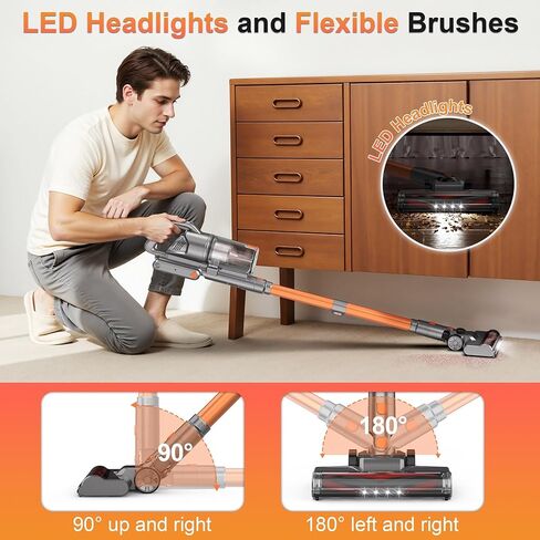 Cordless Vacuum Cleaner, 600W 50KPA 55Mins Vacuum Cleaners for Home, Stick Vacuum with LED Display, Anti-Tangle, Wall Mount, Lightweight, Rechargeable Wireless Vacumm for Pet Hair, Carpet and Floor in Saudi Arabia