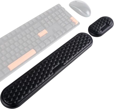 Wrist Rest for Keyboard and Mouse, Ergonomic Memory Foam Keyboard Set with Non-Slip Base, Soft Arm Cushion & Palm Support for Office, Home, Gaming & Laptop Typing, Reduces Fatigue & Strain, Black in Saudi Arabia