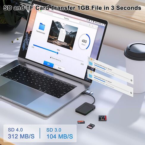 قارئ بطاقات SD 4.0، ذاكرة قارئ بطاقات Micro SD UHS-II لـ SDXC SDHC UHS-II & UHS-I، CF، CFI، TF، MMC، Micro SDXC، Micro SDHC، قارئ بطاقات MS، USB A/C متوافق مع MacBook، والكمبيوتر المحمول، والكمبيوتر اللوحي، إلخ in Kuwait