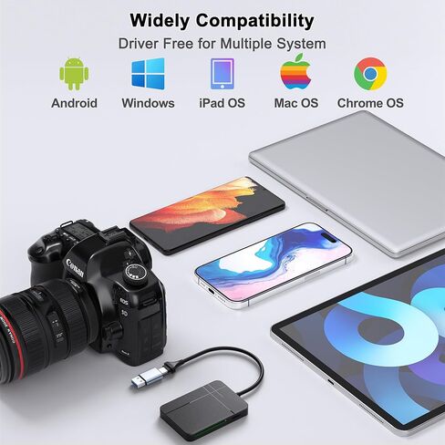قارئ بطاقات SD 4.0، ذاكرة قارئ بطاقات Micro SD UHS-II لـ SDXC SDHC UHS-II & UHS-I، CF، CFI، TF، MMC، Micro SDXC، Micro SDHC، قارئ بطاقات MS، USB A/C متوافق مع MacBook، والكمبيوتر المحمول، والكمبيوتر اللوحي، إلخ in Kuwait