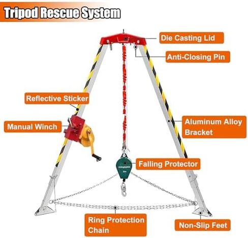 حامل ثلاثي قابل للتعديل لإنقاذ الأماكن المحصورة - معدات السلامة من الحرائق مع جهاز قفل ذاتي، مجموعة إنقاذ تجارية لعمليات آمنة في الأماكن المحصورة in Saudi Arabia