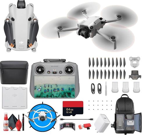 DJI Mini 4 Pro Drone Fly More Combo Plus مع حزمة تحكم RC 2 | كاميرا 4K HDR استشعار العوائق شاملة الاتجاهات | زمن الرحلة 52 دقيقة (CP.MA.00000740.01) + حقيبة ظهر + بطاقة سعة 64 جيجابايت + المزيد in Kuwait