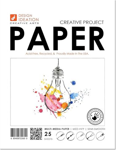 ورق متعدد الوسائط للعلامة التجارية Design Ideation: ورق مشروع إبداعي ممتاز لأقلام الرصاص والحبر وعلامة التحديد ودهانات الألوان المائية. رائعة للفن والتصميم والتعليم. حزمة ملاءات فضفاضة. (8.5"×11")(50) in Kuwait