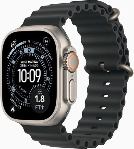 Apple Watch Ultra 2 (GPS + Cellular, 49MM) - Natural Titanium Case with Black Ocean Band (Renewed Premium) in Saudi Arabia