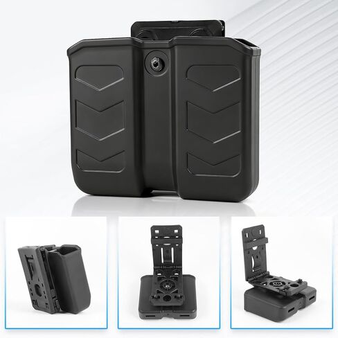 mag Holster 9mm Magazine Pouch/Holder .40 Double Stack Mag+with Belt Clip Fit Glock, s&W Springfield Ruger sig Beretta Taurus Walther CZ H&lk Etc Pistol Black in Saudi Arabia